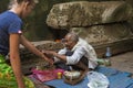 Buddhist nun in temple, Angkor Wat, Cambodia