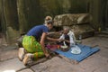 Buddhist nun in temple, Angkor Wat, Cambodia