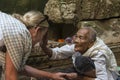 Buddhist nun in temple, Angkor Wat, Cambodia Royalty Free Stock Photo