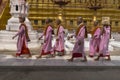 Buddhist nuns in Myanmar Royalty Free Stock Photo