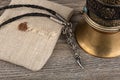 Buddhist objects on wood