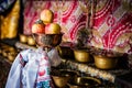 Buddhist offerings. Thiksey monastery. Ladakh, India Royalty Free Stock Photo