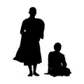 Buddhist ordination silhouette vector