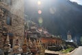 Buddhist pagodas by the road Royalty Free Stock Photo