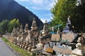 Buddhist pagodas by the road Royalty Free Stock Photo
