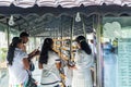 Buddhist pilgrims ligting candles into the shrine of Sri Dalada Maligawa or the Temple of the Sacred Tooth Relic, in Kandy, Sri