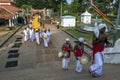 Buddhist pilgrims at the Ruwanwelisiya Dagoba (Ruvanvelisaya) in Anuradhapura in central Sri Lanka.