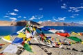 Buddhist prayer flags flying at Pangong Lake, Ladakh, India Royalty Free Stock Photo