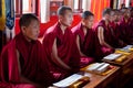 Buddhist prayer inside monastery