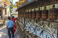 Buddhist prayer mills in the Swayambhunath stupa