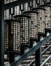 Buddhist prayer wheels in Daisho-in temple on the island of Miyajima. Royalty Free Stock Photo