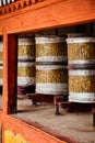 Buddhist prayer wheels in Hemis monstery. Ladakh, India Royalty Free Stock Photo