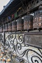 Buddhist prayer wheels at Swayambhunath Monkey temple - Kathmandu, Nepal Royalty Free Stock Photo