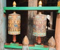 Buddhist prayer wheels in Trongsa Dzong, Bumthang, Bhutan Royalty Free Stock Photo