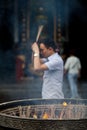 Buddhist prayers burning incense