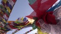 Buddhist prayers flag on bouddhnath stupa and camera motion, Katmandu