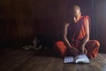 Buddhist monk reading
