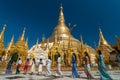 Buddhist procession do worship around Shwedagon at Pagoda