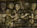 Buddhist relief in Borobodur temple Royalty Free Stock Photo