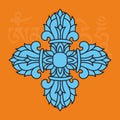 Sacred buddhist religious symbol - vajra or dorje, male attribute,vector illustration