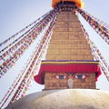 Buddhist shrine Boudhanath Stupa - vintage filter. Royalty Free Stock Photo