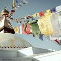 Buddhist shrine Boudhanath Stupa - vintage filter.