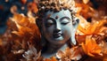 Buddhist statue meditating, surrounded by nature beauty and spirituality generated by AI