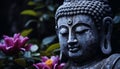 Buddhist statue meditating, symbol of peace and tranquility generated by AI