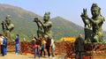 Buddhist statues at big buddha, lantau, hong kong Royalty Free Stock Photo