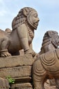 Buddhist stone statues in Bhaktapur, Nepal Royalty Free Stock Photo