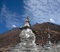 Buddhist stupa above Dingboche on the way to Everest base camp,