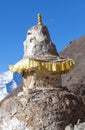 Buddhist stupa above Pangboche village, Nepal Himalayas Royalty Free Stock Photo