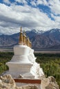 Buddhist stupa and Himalayas mountains in Ladakh, India Royalty Free Stock Photo