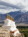 Buddhist stupa and Himalayas mountains. Shey Palace in Ladakh, India Royalty Free Stock Photo