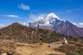 Buddhist stupa and Kantenga mountain. Nepal Royalty Free Stock Photo