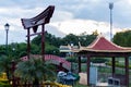 Buddhist Stupa low angle view of a coudy morning. Buddhism concept Royalty Free Stock Photo