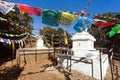 buddhist stupa prayer flags buddhism Nepal Himalayas