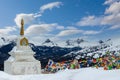 Buddhist stupa with prayer flags Royalty Free Stock Photo