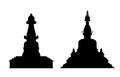 Buddhist stupa silhouettes set 1 Royalty Free Stock Photo