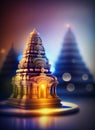 Buddhist stupa statue with blurred background