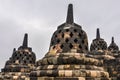 Buddhist stupas in Borobudur Temple, Indonesia Royalty Free Stock Photo