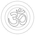 Buddhist symbol Ohm vector illustration on white background. Om. Coloring page