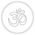 Buddhist symbol Ohm vector illustration on white background. Om. Coloring page