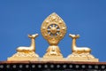 Buddhist symbol on the roof of Jharkot village gompa