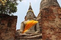 Buddhist Temple With Buddha Statue And Bloom Plumeria Royalty Free Stock Photo