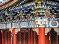 Buddhist Temple with colorful decorative details at the top of the Tianmen Mountain, Hunan Province, Zhangjiajie, China Royalty Free Stock Photo