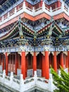 Buddhist Temple with colorful decorative details at the top of the Tianmen Mountain, Hunan Province, Zhangjiajie, China Royalty Free Stock Photo