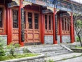 Buddhist Temple with colorful decorative details at the top of the Tianmen Mountain, Hunan Province, Zhangjiajie, China Royalty Free Stock Photo