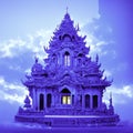 Buddhist temple in the evening, Thailand. 3D rendering generative AI