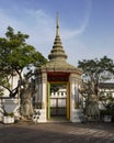 Buddhist temple gate with giant sculpture, Wat Pho in Thailand